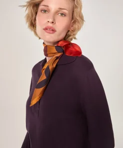 Discount Rodier Bandana en soie géométrique marron
