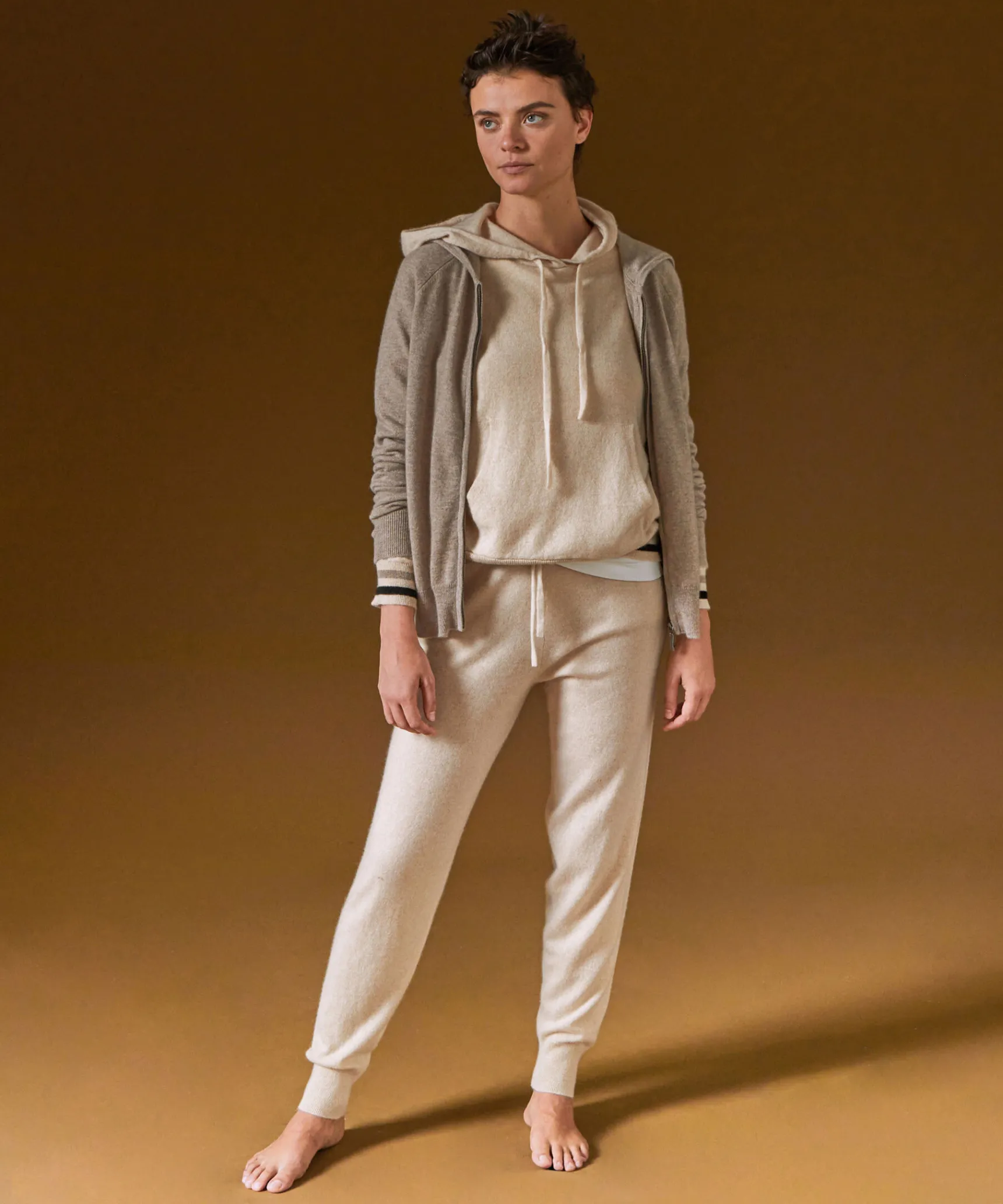 Sale Rodier Blouson à capuche en cachemire marron taupe