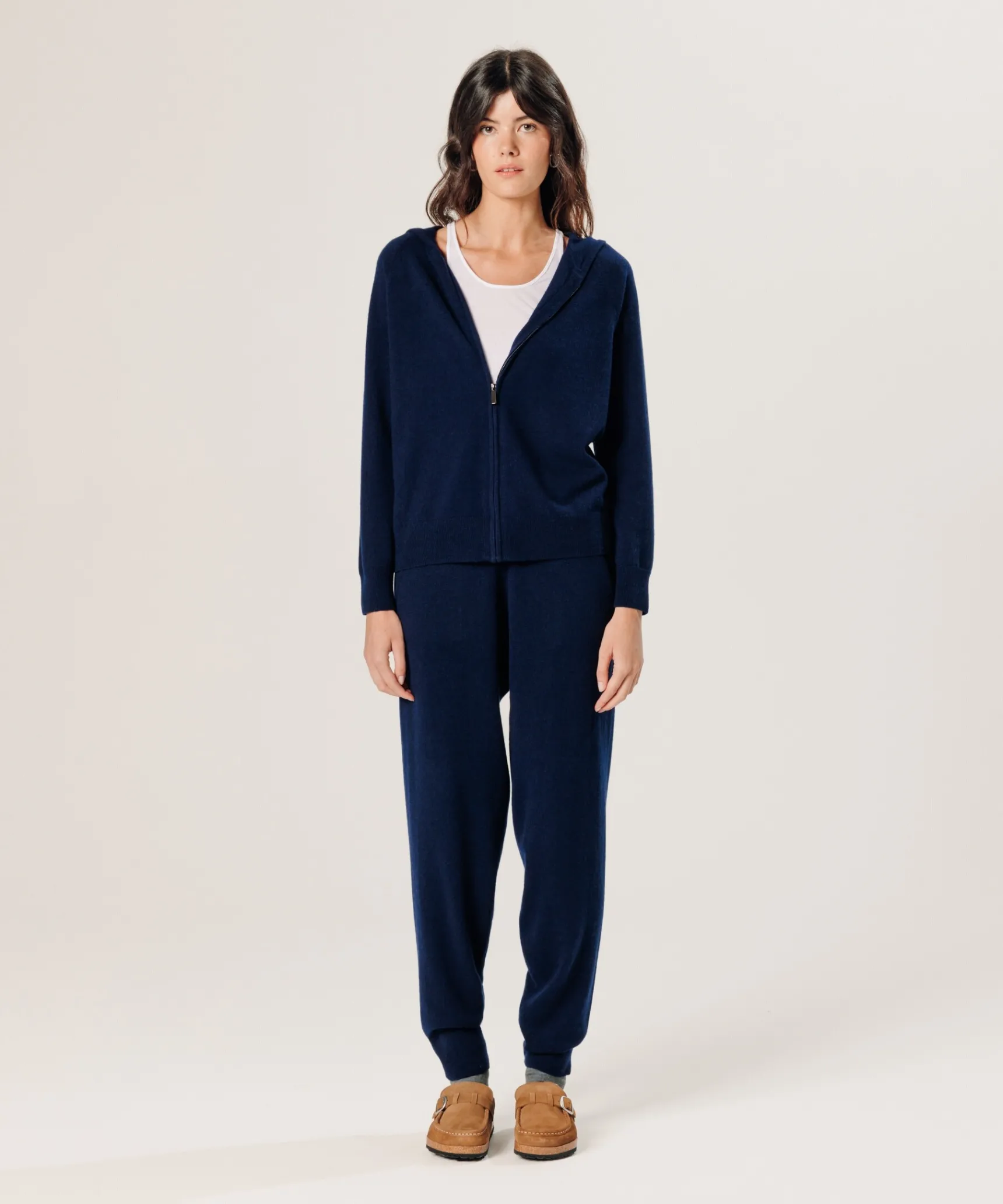 Online Rodier Blouson à capuche en cachemire bleu marine