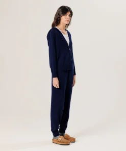 Online Rodier Blouson à capuche en cachemire bleu marine