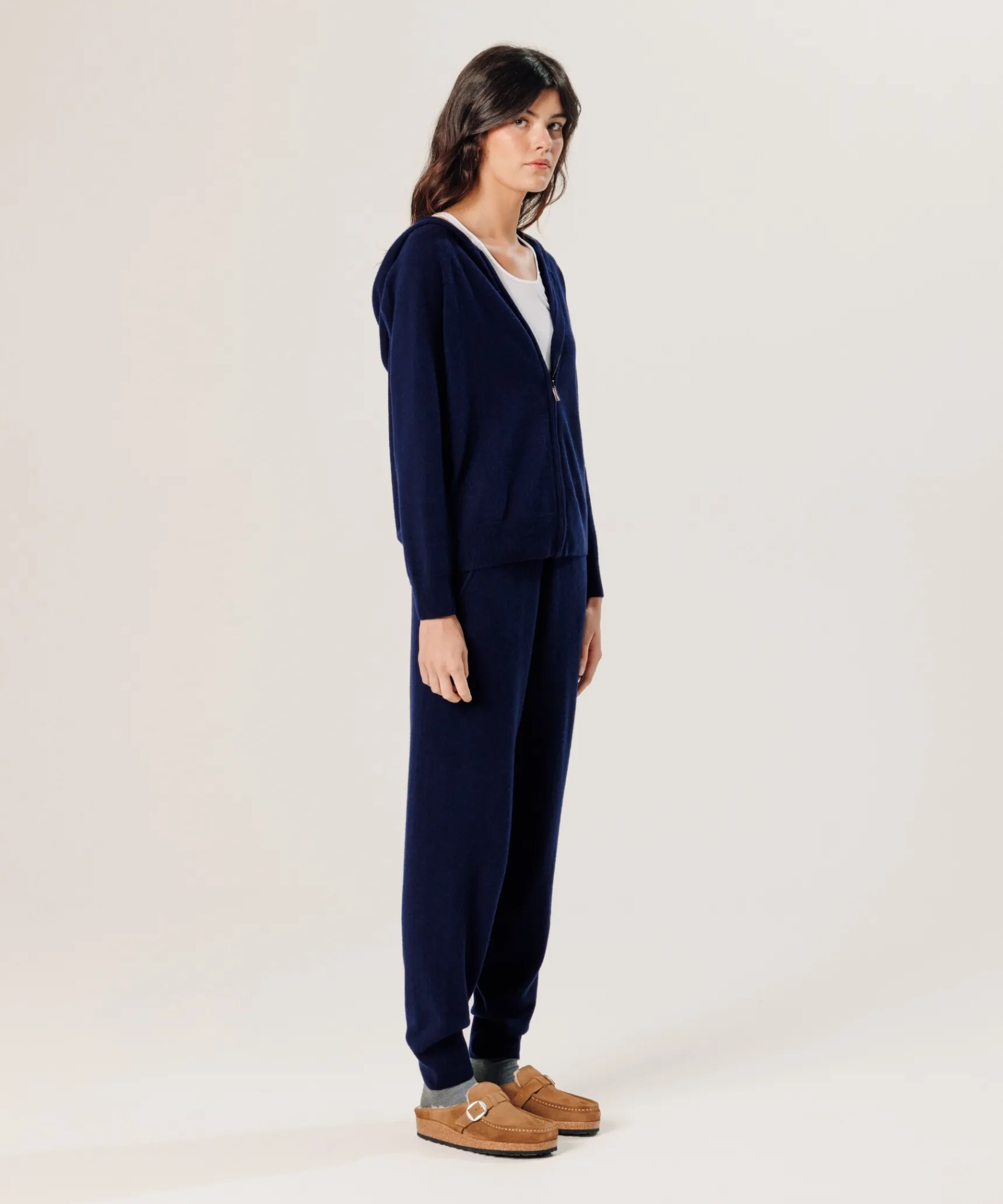 Online Rodier Blouson à capuche en cachemire bleu marine
