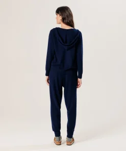 Online Rodier Blouson à capuche en cachemire bleu marine