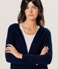 Online Rodier Blouson à capuche en cachemire bleu marine
