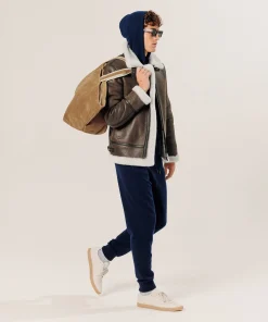 Clearance Rodier Blouson bombardier en peau lainée marron