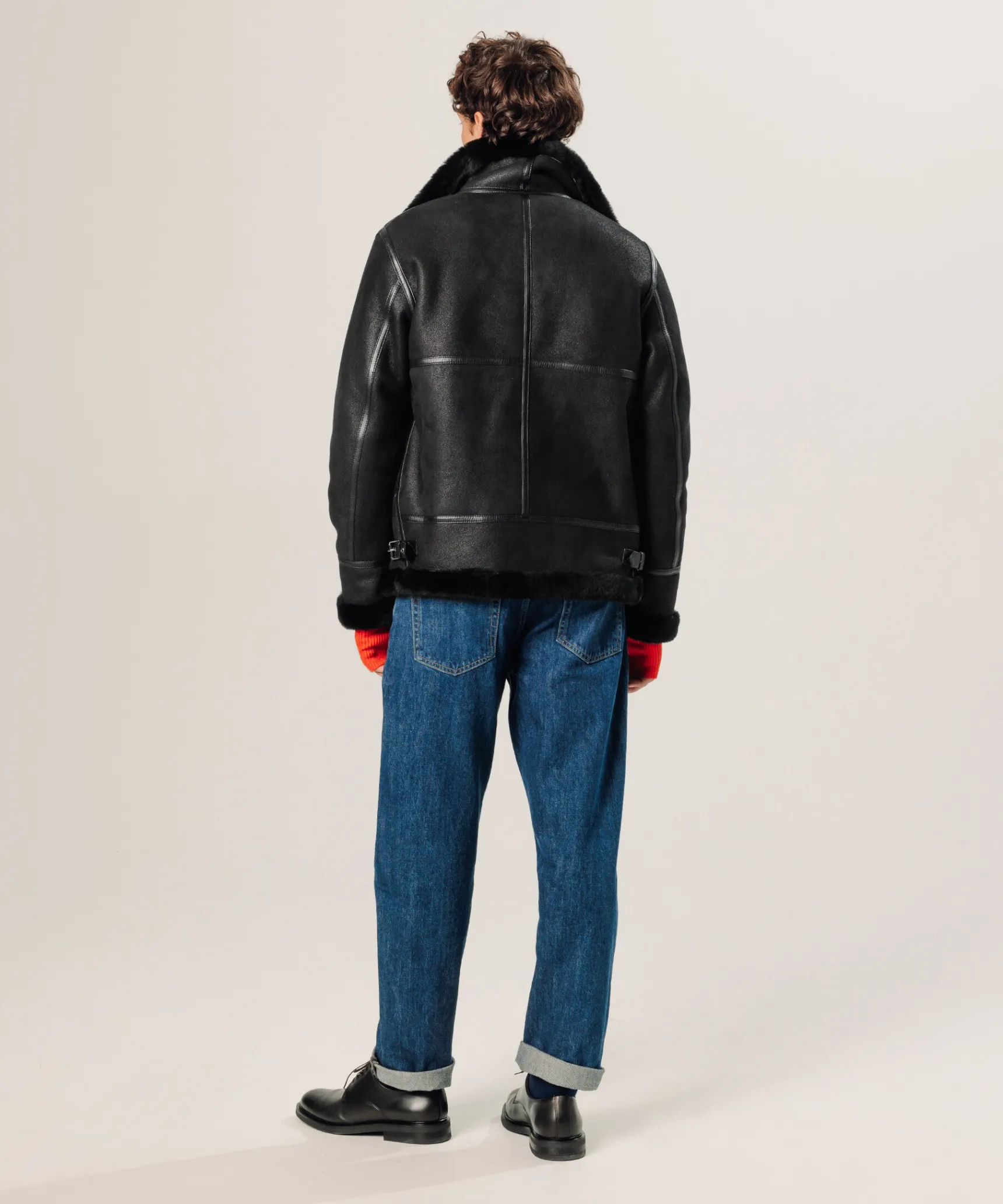 Clearance Rodier Blouson bombardier en peau lainée noir