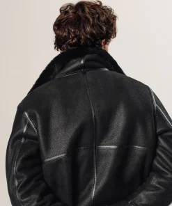 Clearance Rodier Blouson bombardier en peau lainée noir