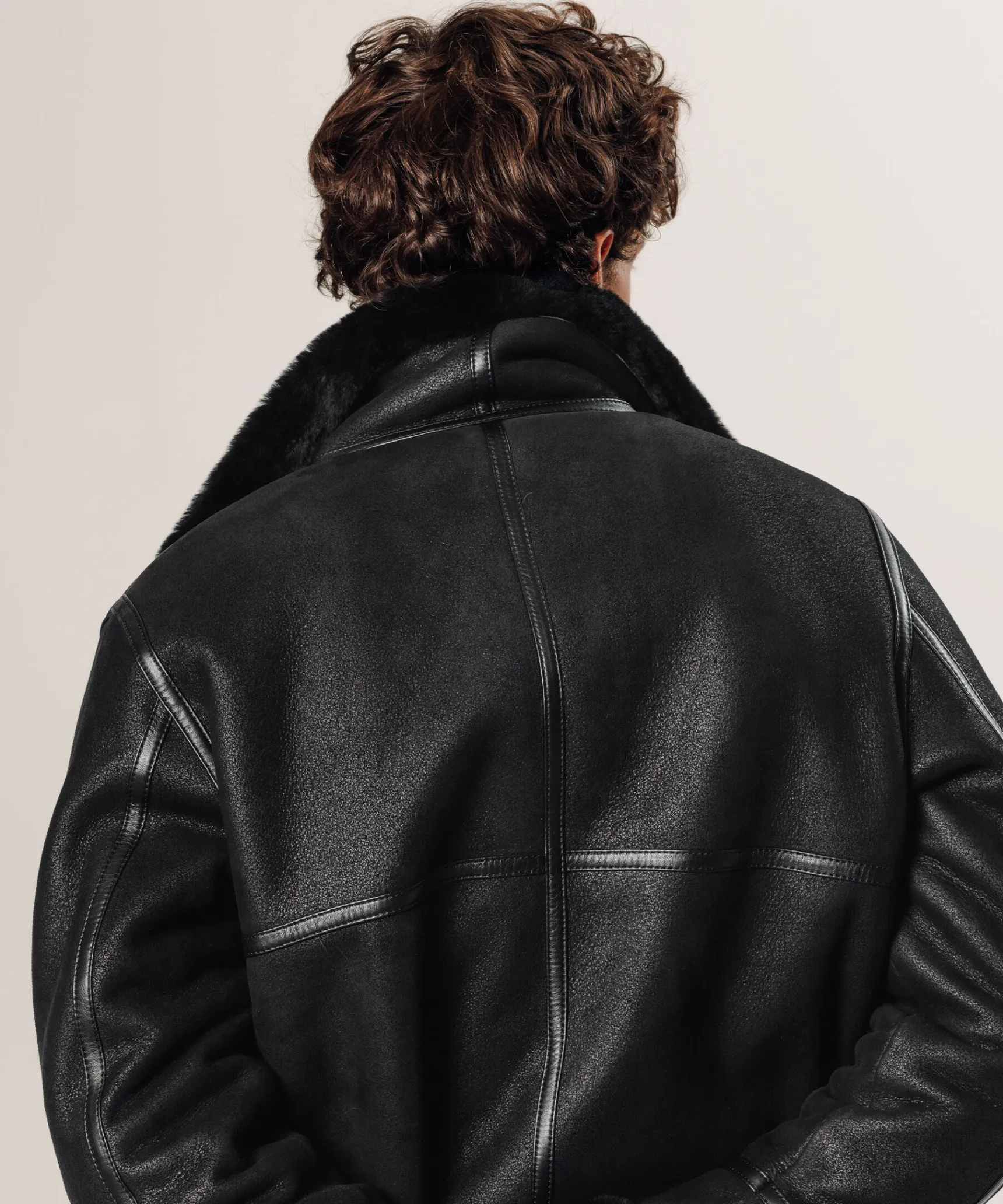 Clearance Rodier Blouson bombardier en peau lainée noir