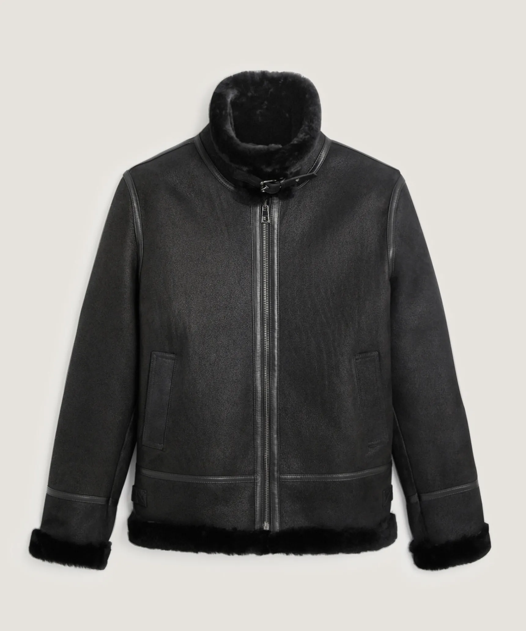 Clearance Rodier Blouson bombardier en peau lainée noir