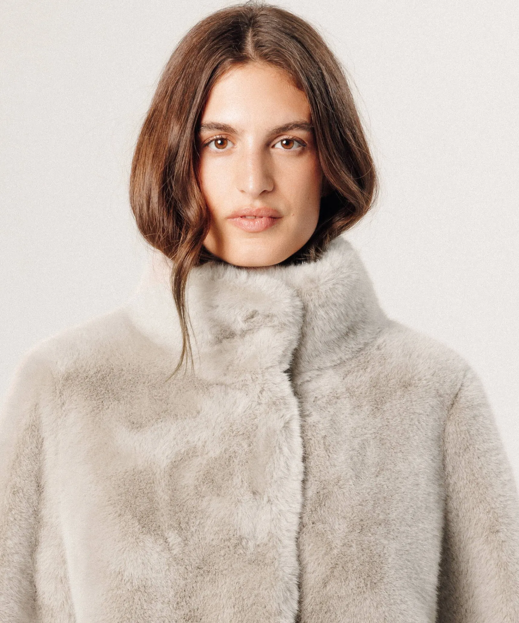 Discount Rodier Blouson fausse fourrure beige