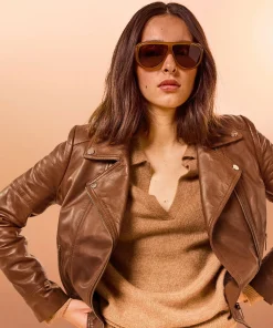Clearance Rodier Blouson perfecto en cuir marron