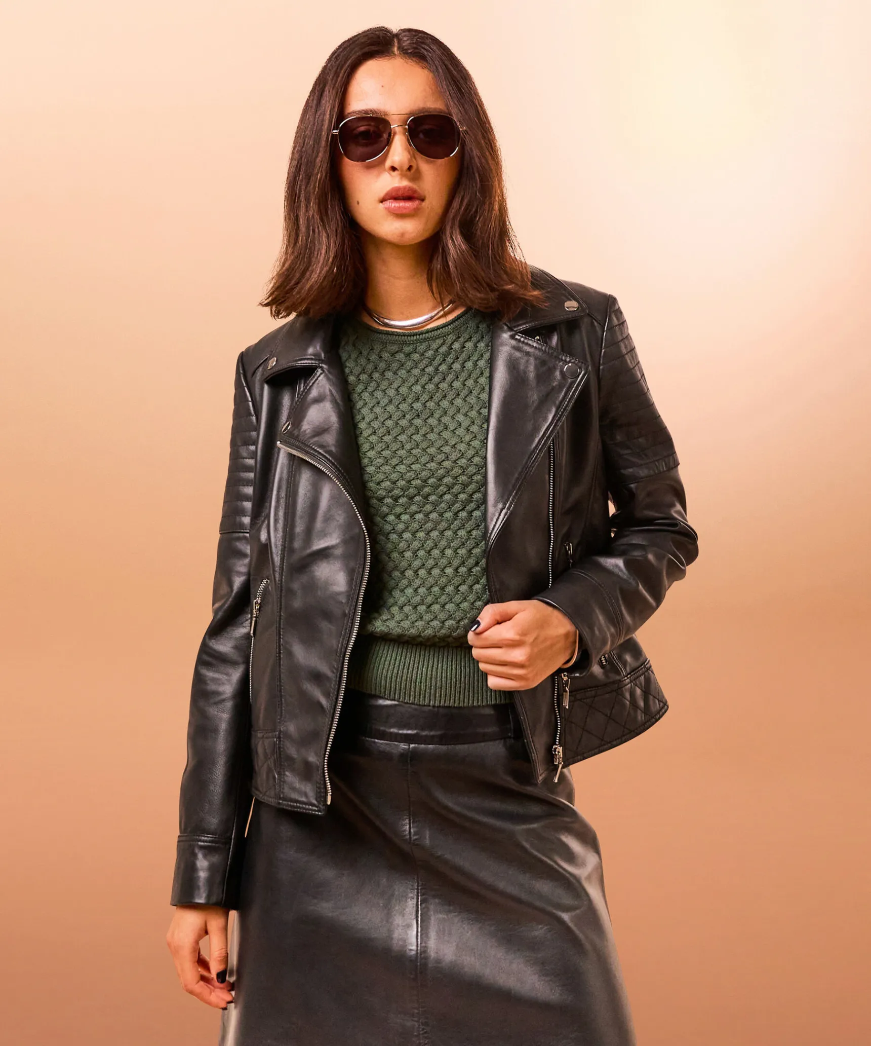 Best Rodier Blouson perfecto en cuir noir