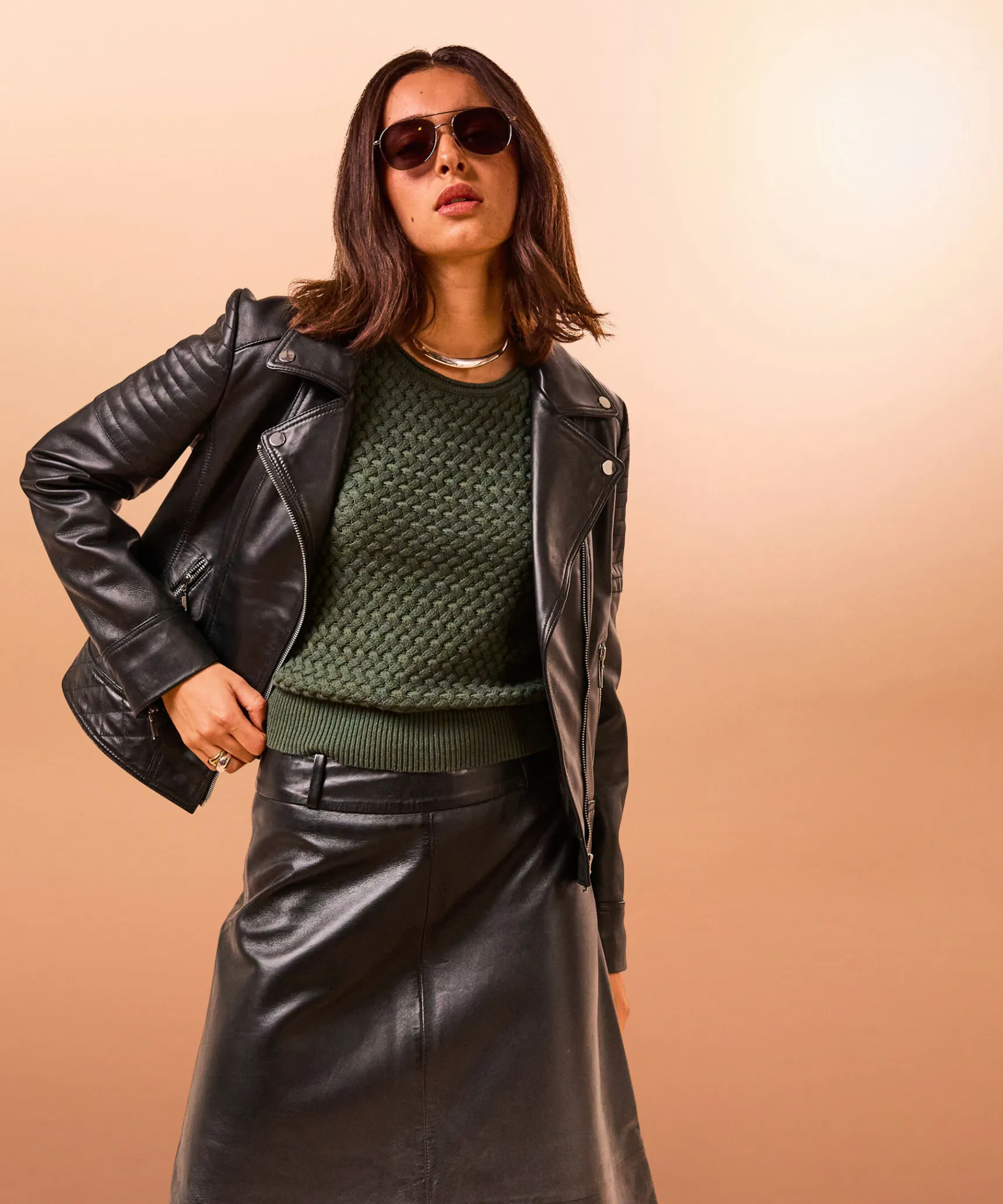 Best Rodier Blouson perfecto en cuir noir