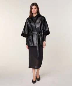 Discount Rodier Cape en cuir noir