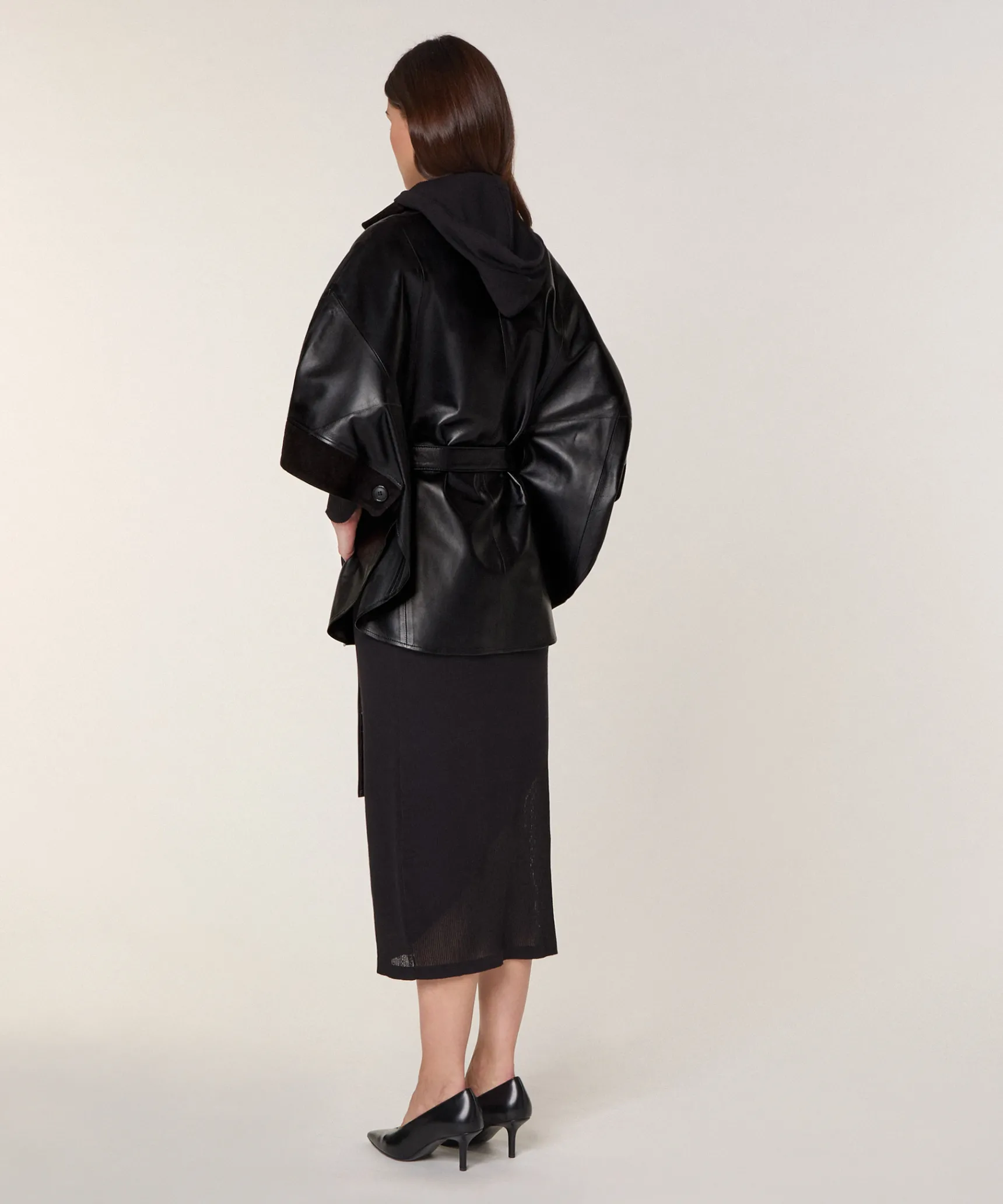 Discount Rodier Cape en cuir noir