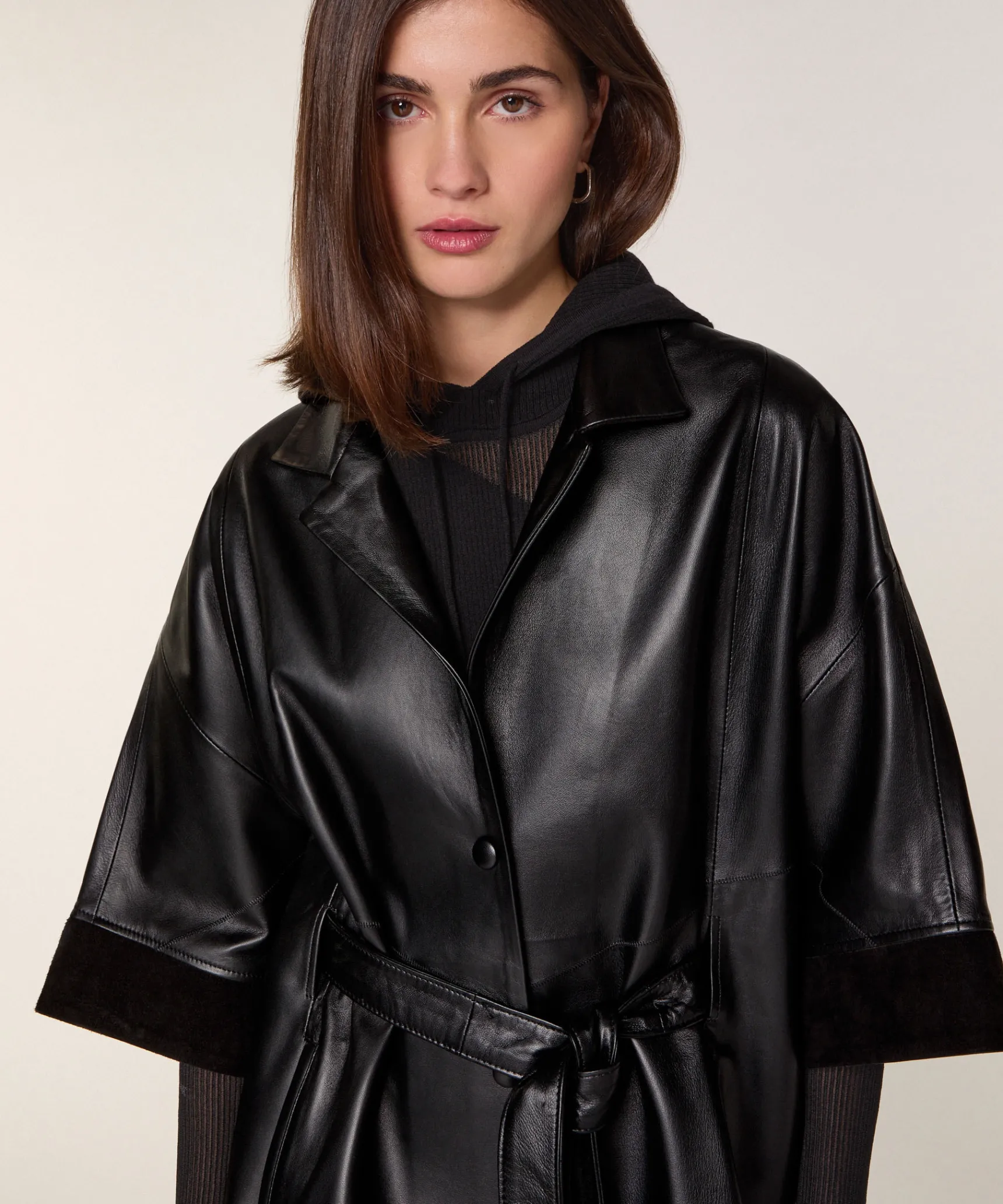 Discount Rodier Cape en cuir noir