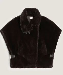 Hot Rodier Cape fausse fourrure marron fonce