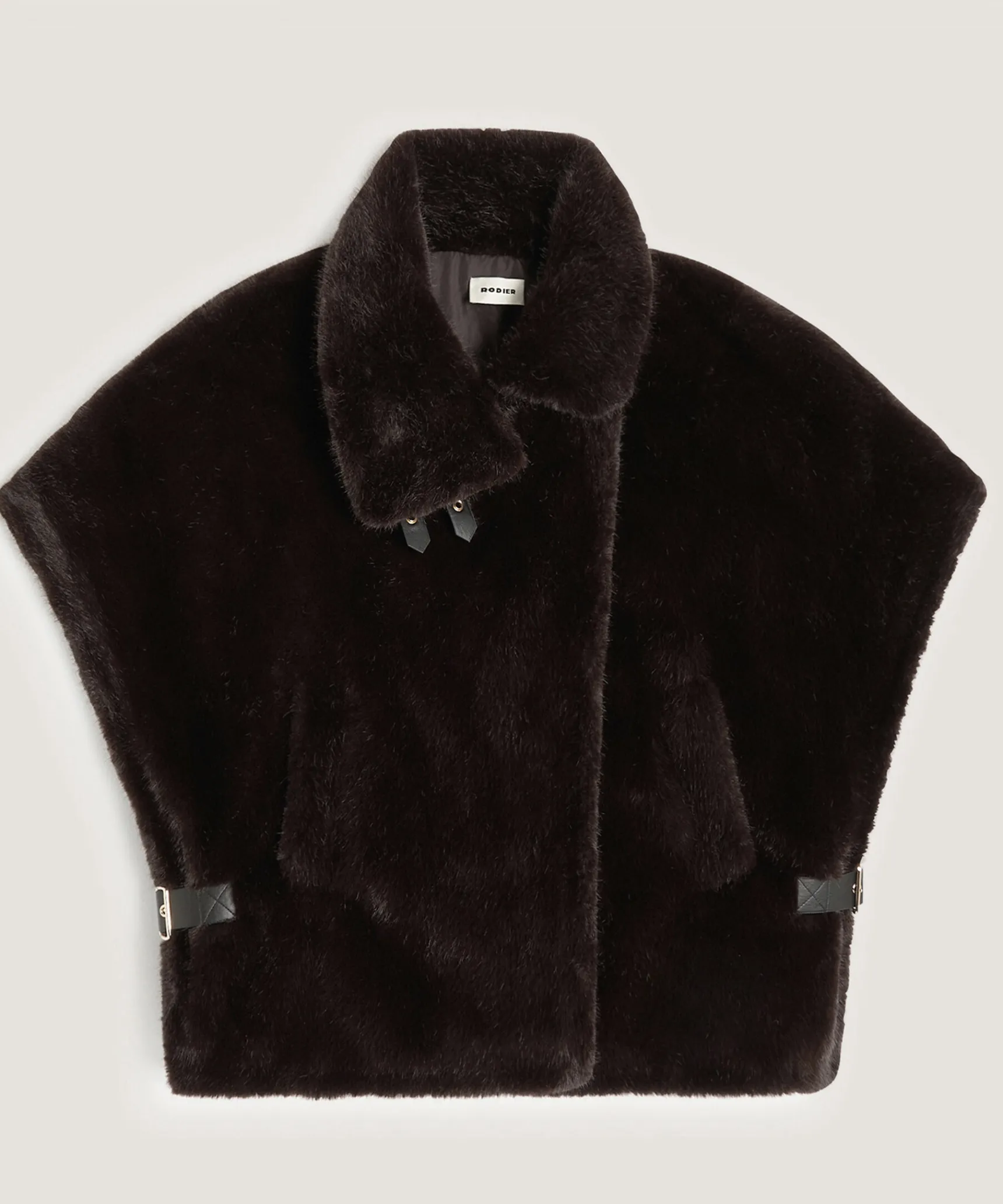 Hot Rodier Cape fausse fourrure marron fonce