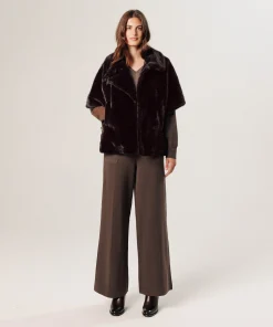 Hot Rodier Cape fausse fourrure marron fonce