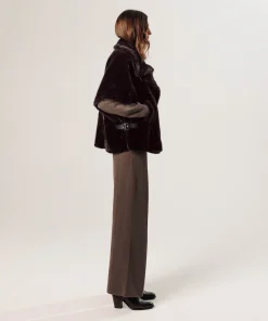 Hot Rodier Cape fausse fourrure marron fonce