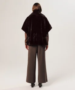 Hot Rodier Cape fausse fourrure marron fonce