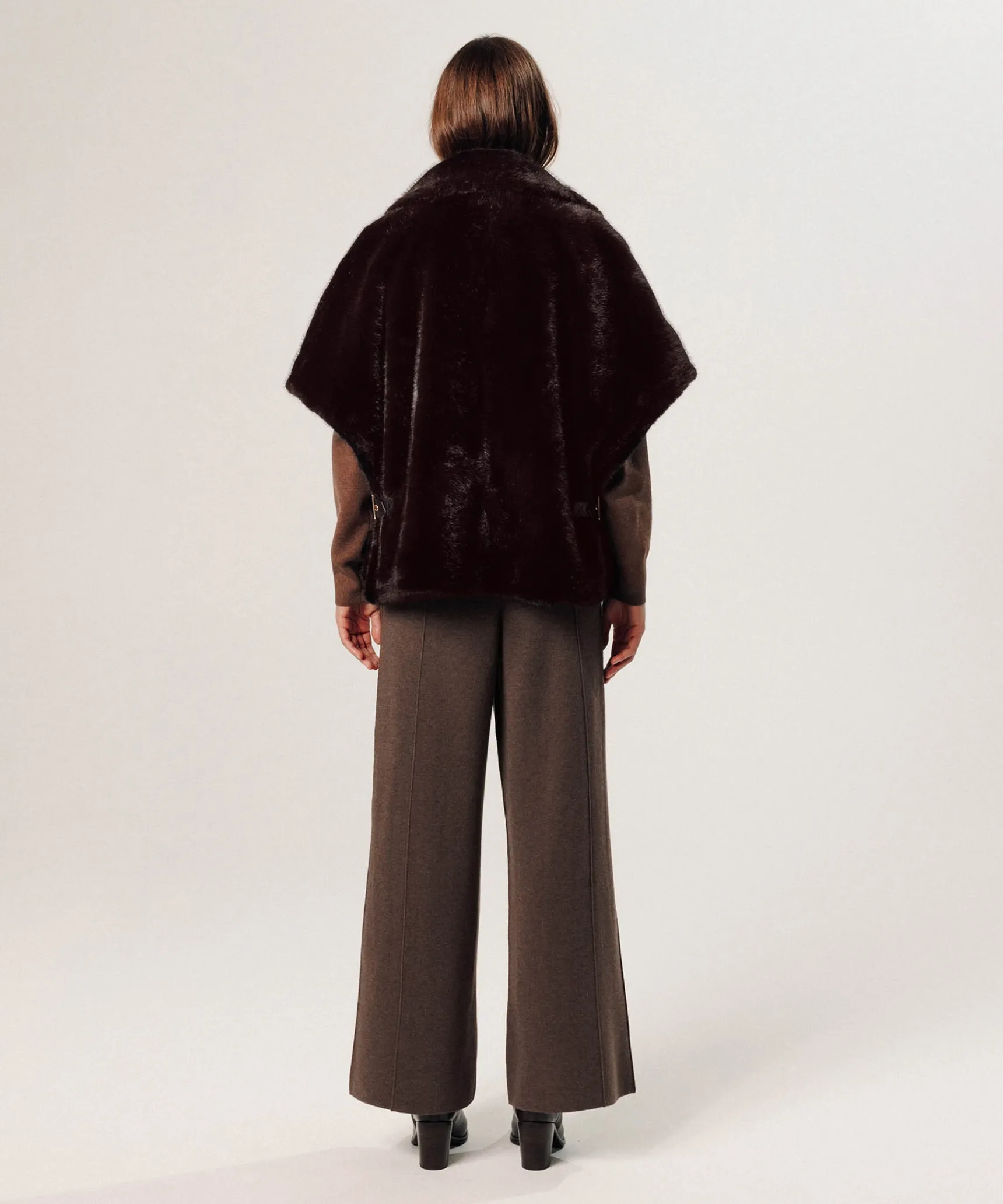 Hot Rodier Cape fausse fourrure marron fonce