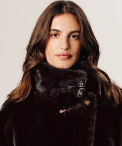 Hot Rodier Cape fausse fourrure marron fonce