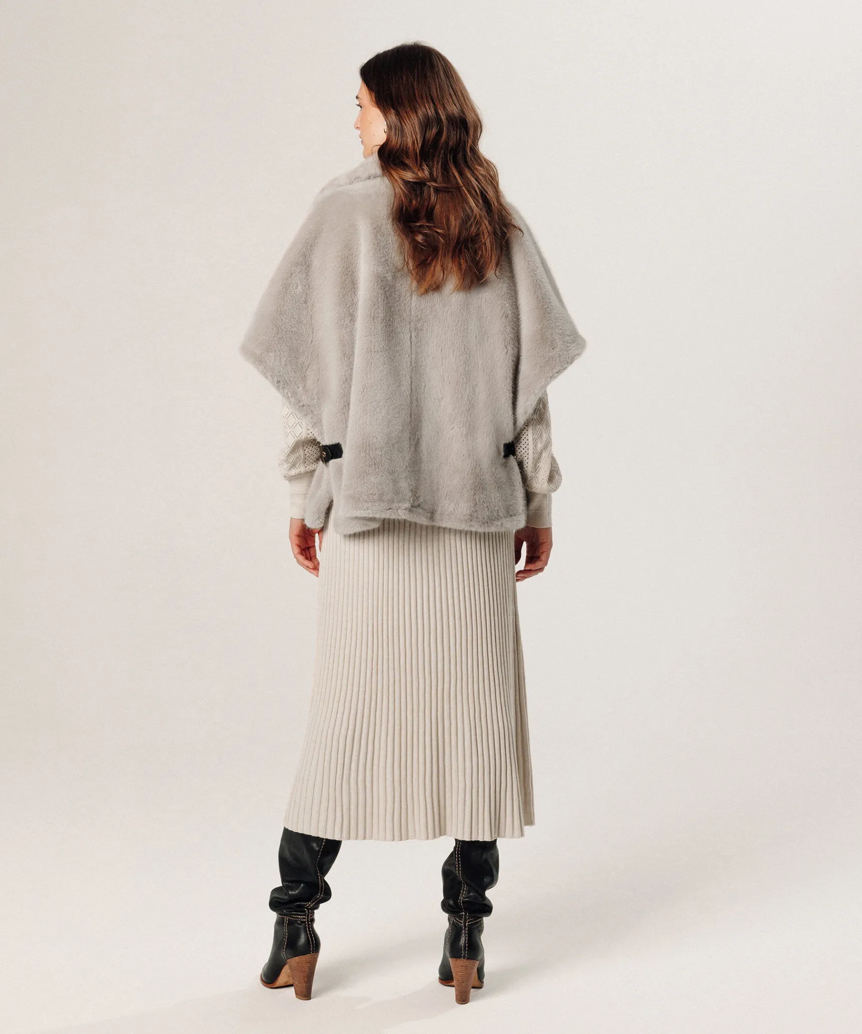 Best Rodier Cape fausse fourrure beige