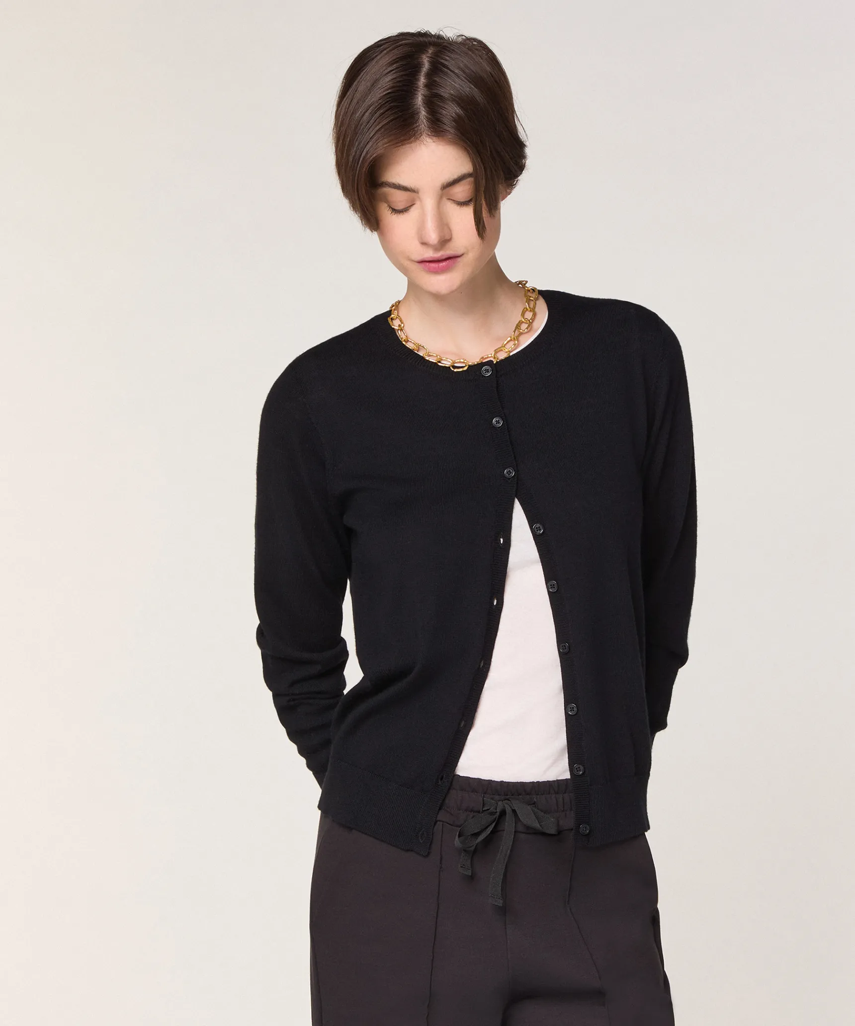 New Rodier Cardigan en laine mérinos noir