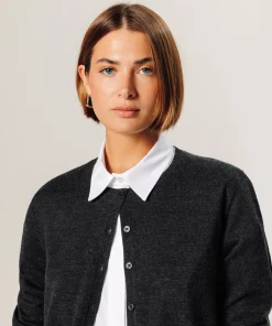 Online Rodier Cardigan en laine mérinos gris anthracite