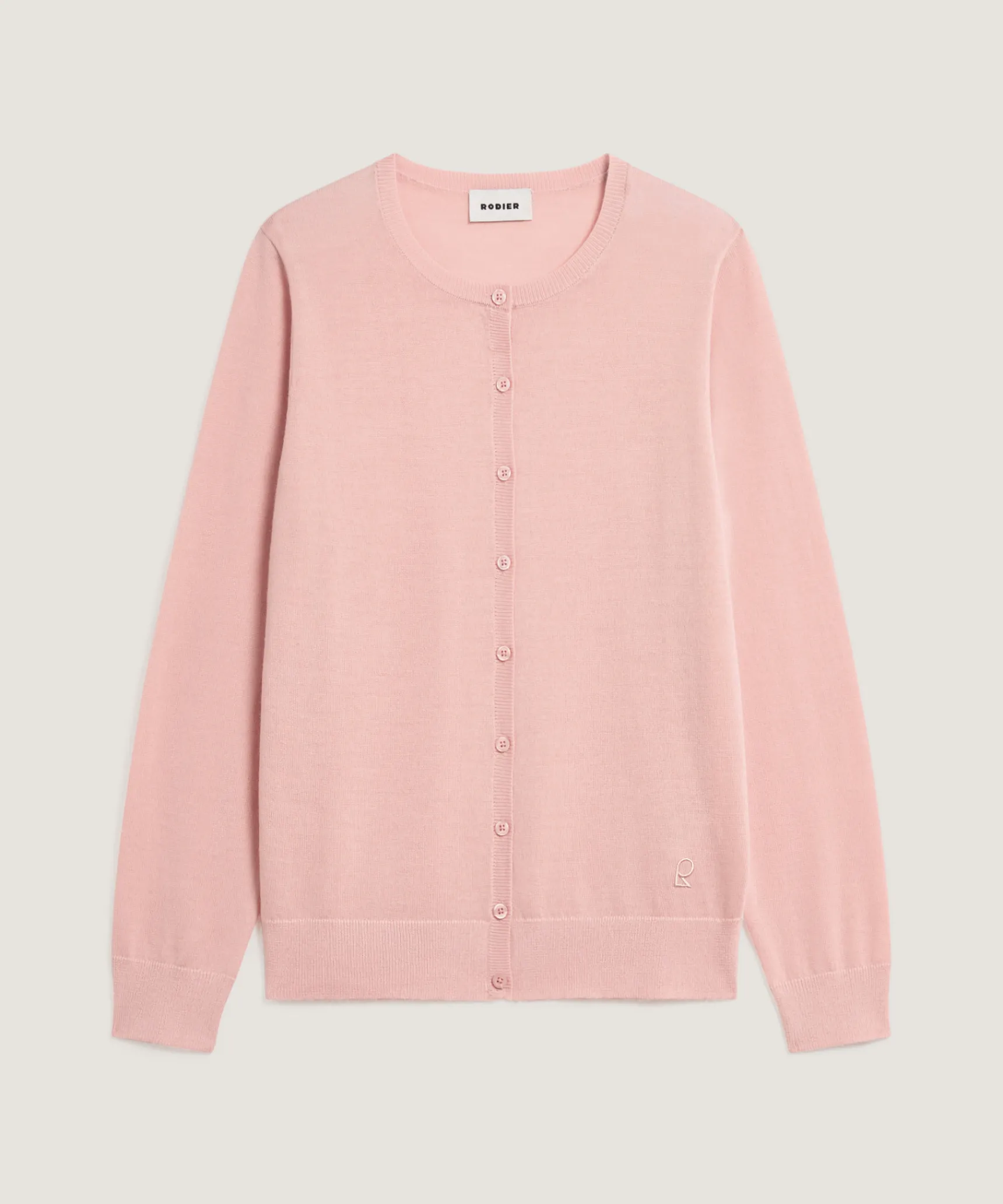 Online Rodier Cardigan en laine mérinos rose perle