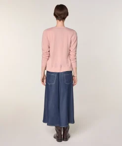Online Rodier Cardigan en laine mérinos rose perle