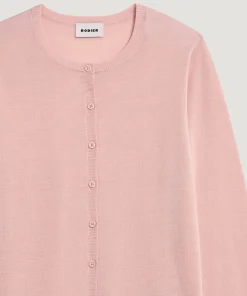 Online Rodier Cardigan en laine mérinos rose perle