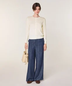 New Rodier Cardigan en laine mérinos blanc écru