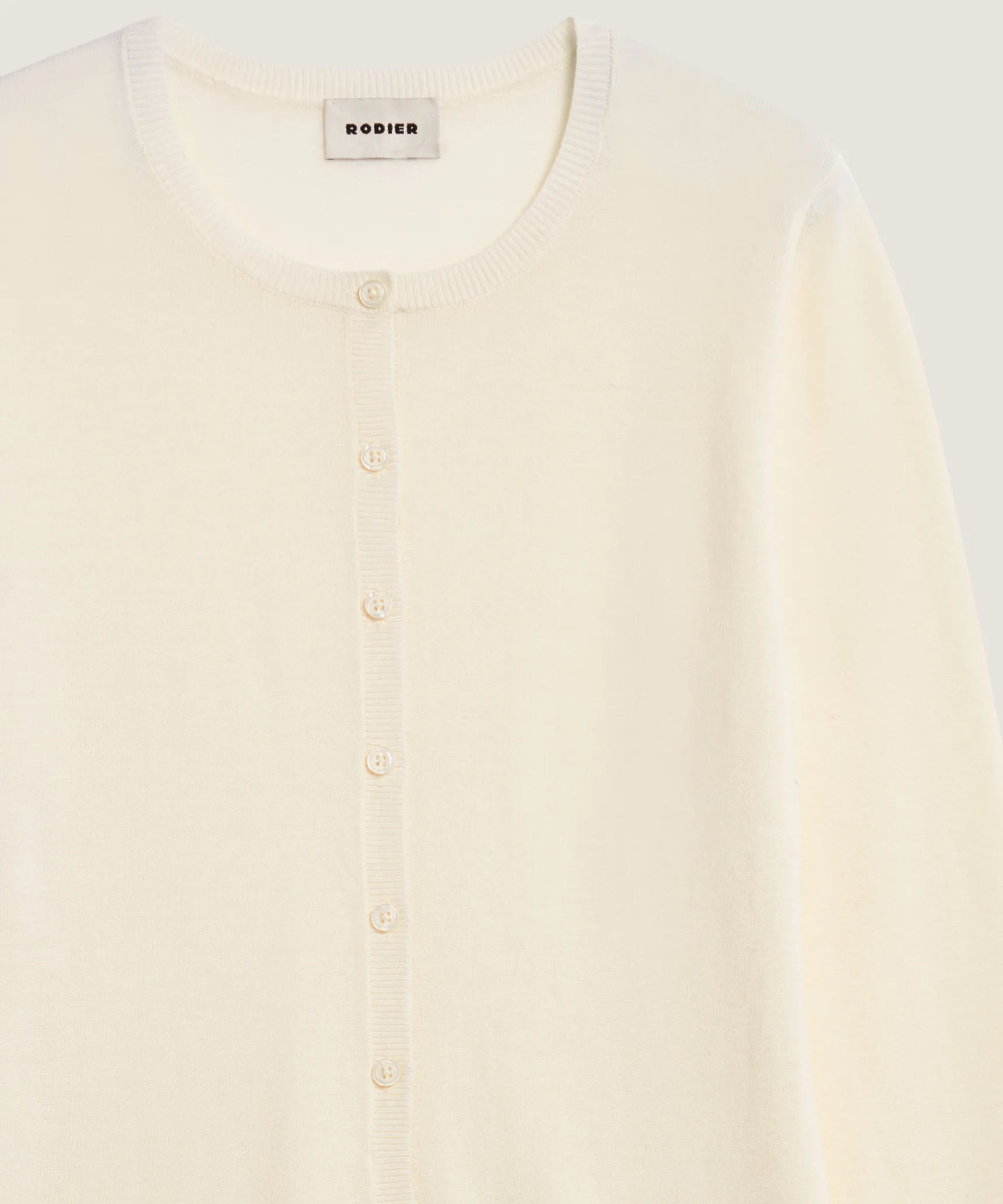 New Rodier Cardigan en laine mérinos blanc écru