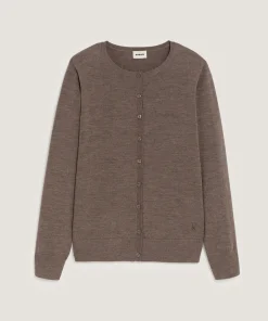 Rodier Cardigan en laine mérinos marron taupe