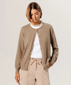 Clearance Rodier Cardigan en laine mérinos beige