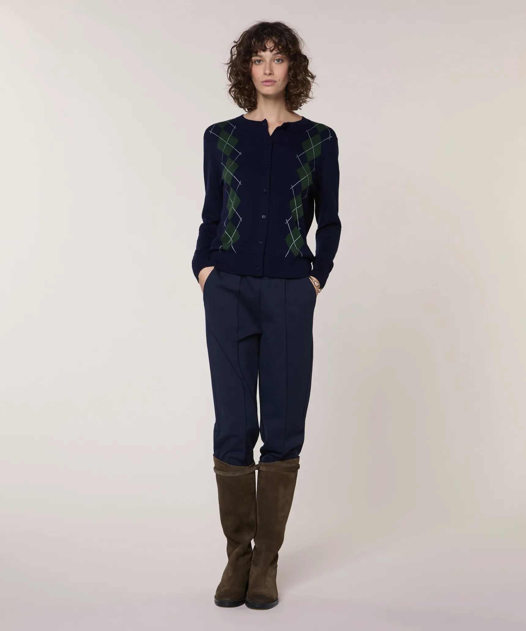Outlet Rodier Cardigan jacquard bleu marine