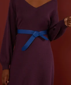 Rodier Ceinture en cuir à nouer bleu roi