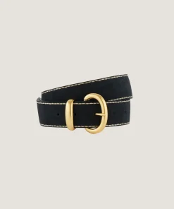 Outlet Rodier Ceinture fine en cuir surpiquée marine