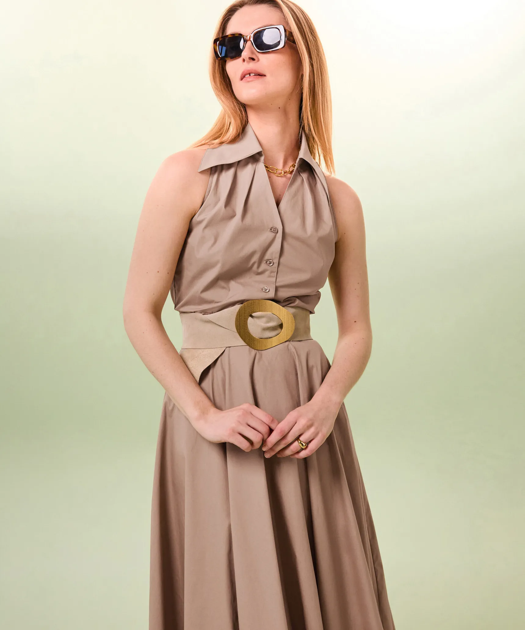 Sale Rodier Ceinture large en cuir velours beige