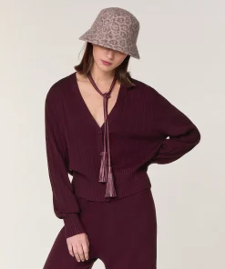 Discount Rodier Ceinture lien cuir rouge bordeaux