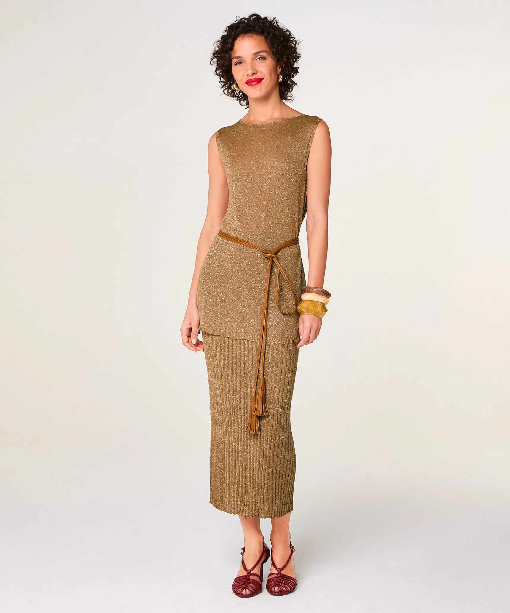 Sale Rodier Ceinture lien cuir marron camel