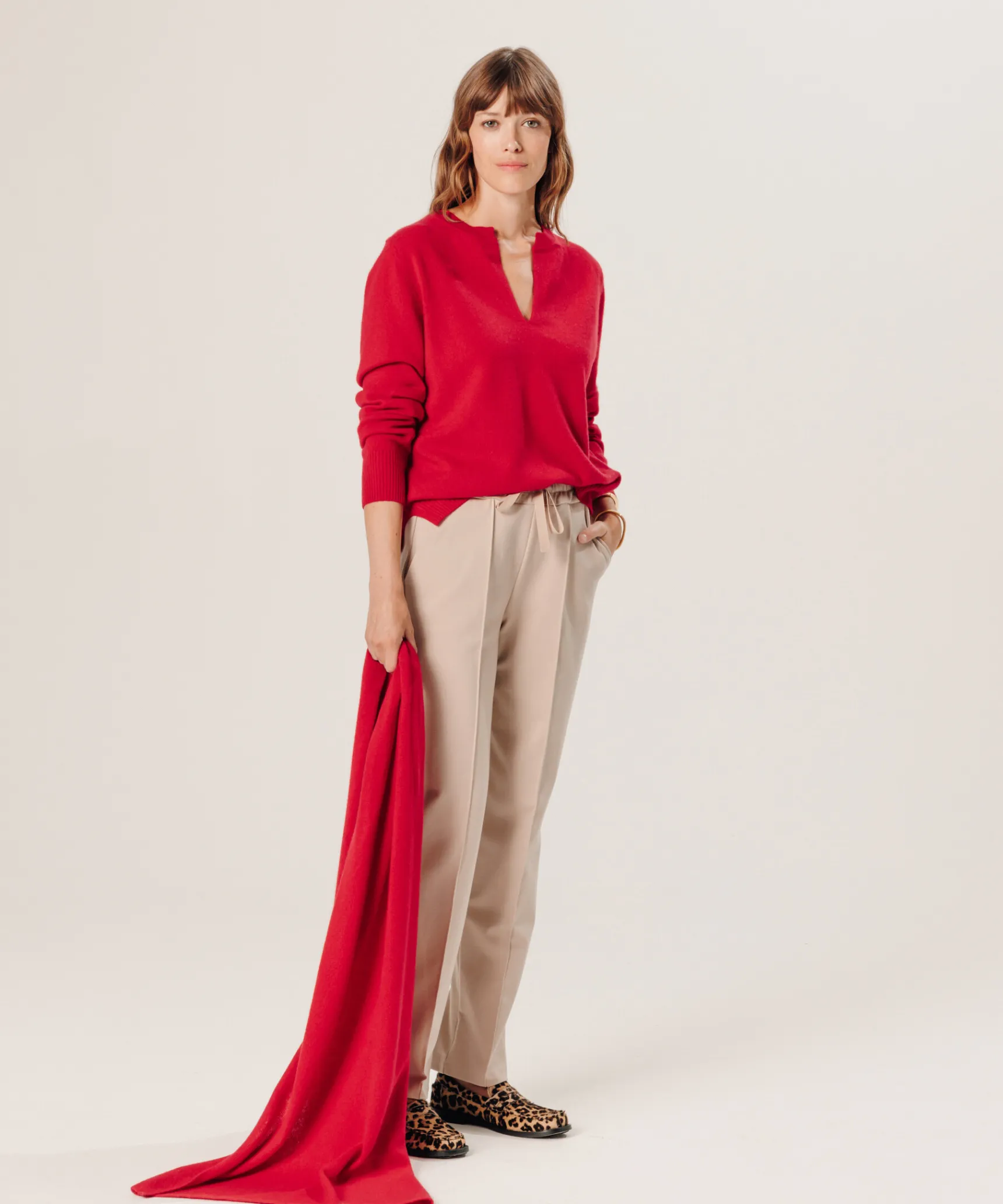 Rodier Écharpe en cachemire rouge