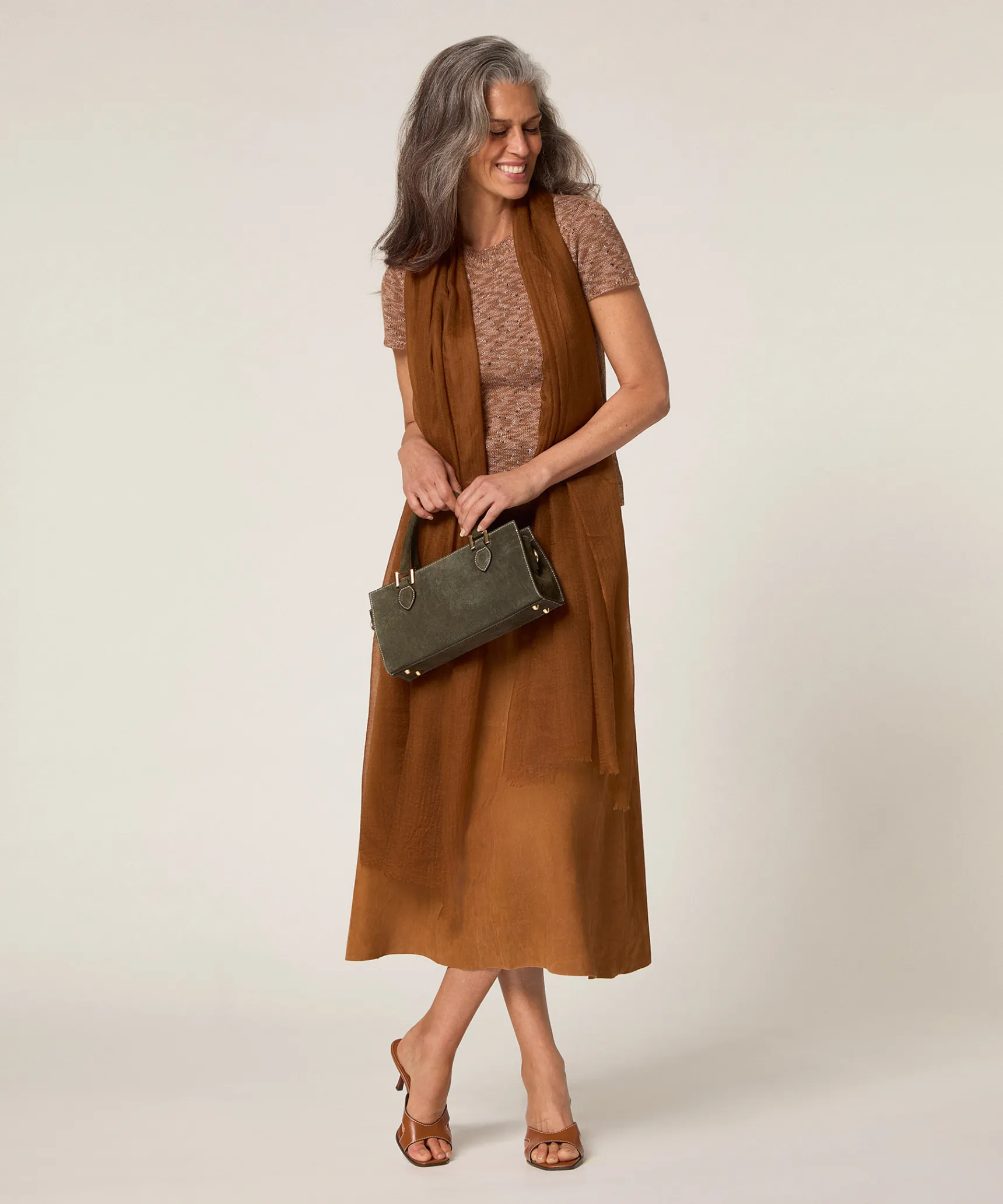 Online Rodier Écharpe fine en cachemire marron camel