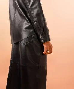 Best Rodier Chemise en cuir noire