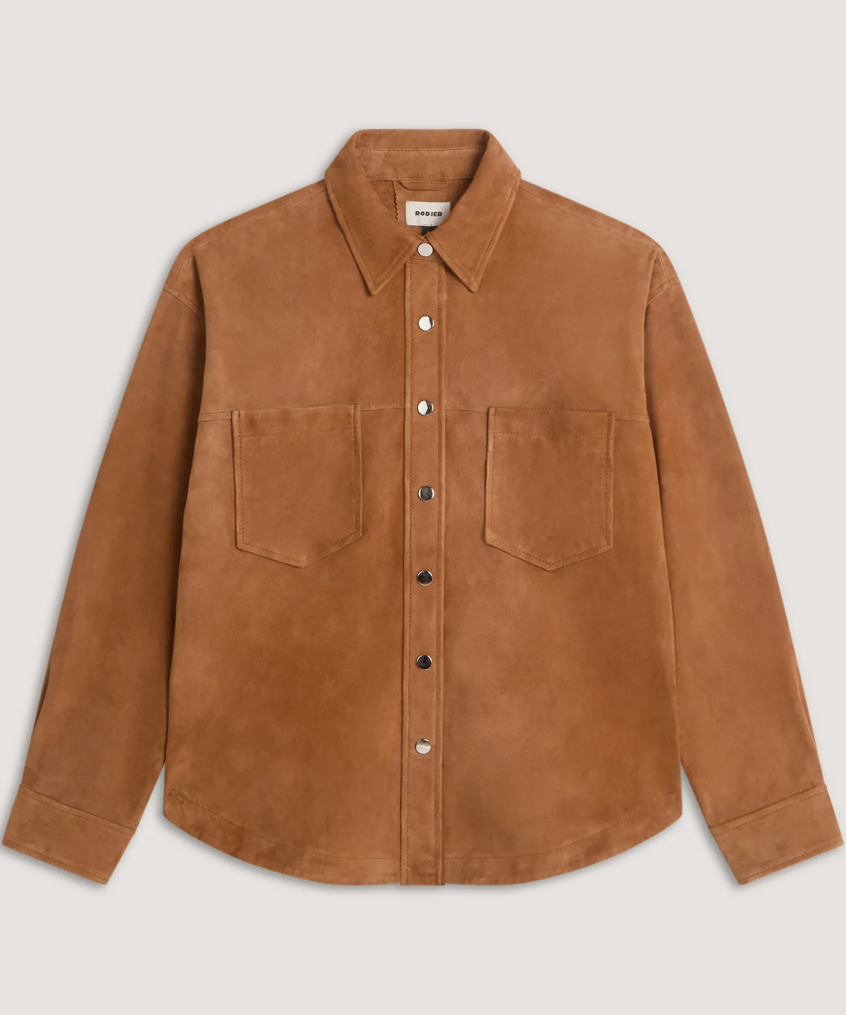 Discount Rodier Chemise en cuir de chèvre velours camel