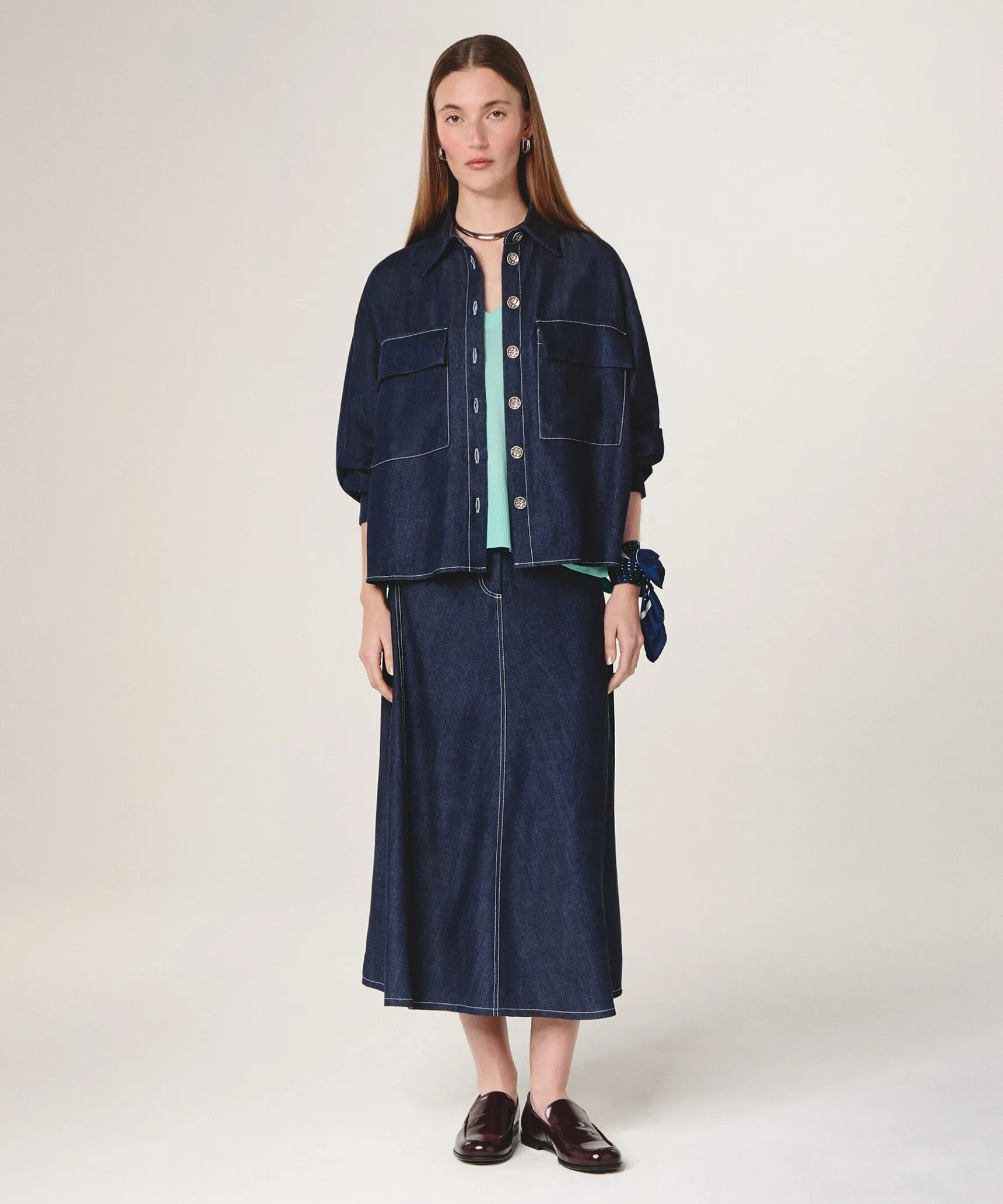 Rodier Chemise oversize jean bleu denim