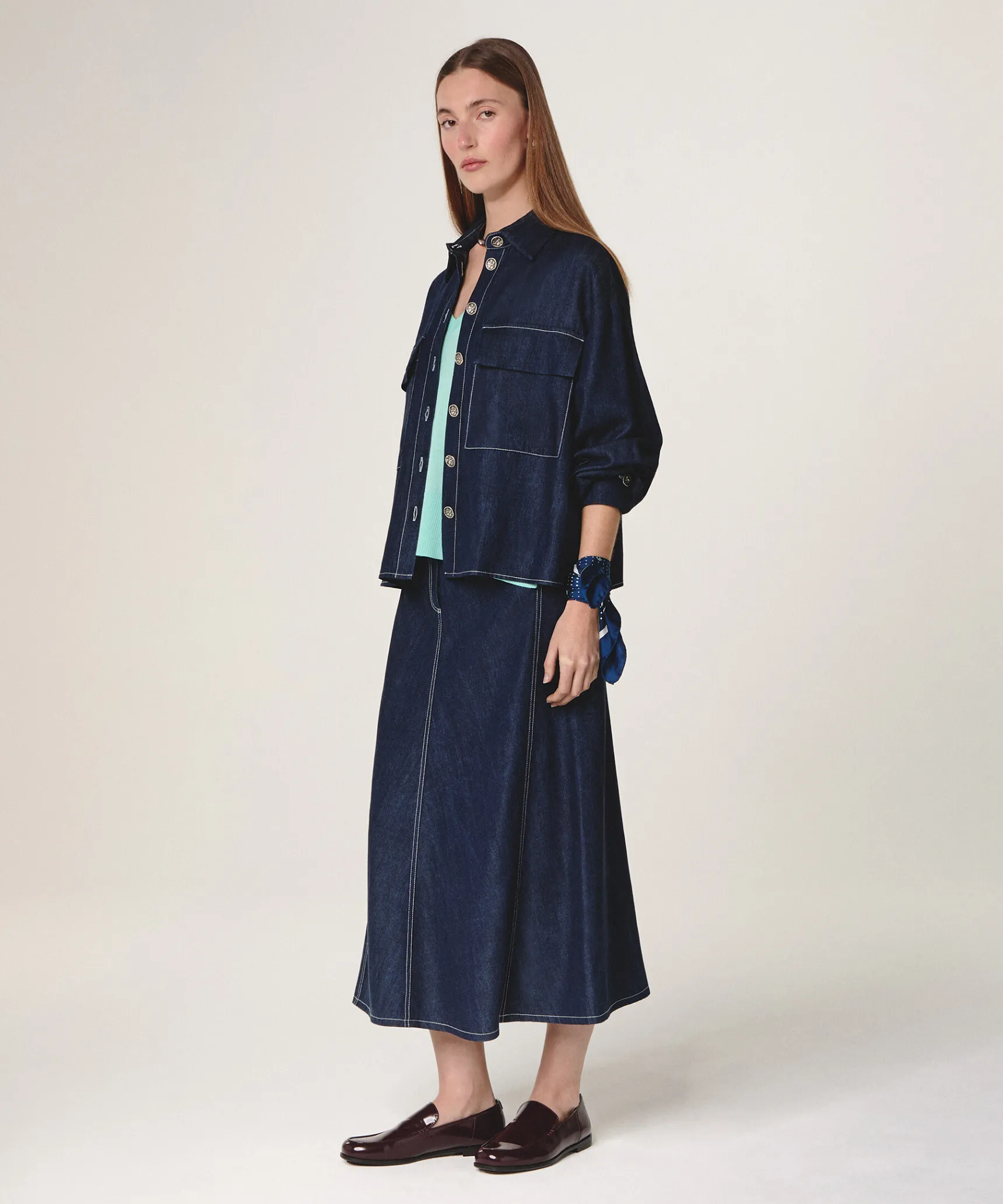 Rodier Chemise oversize jean bleu denim