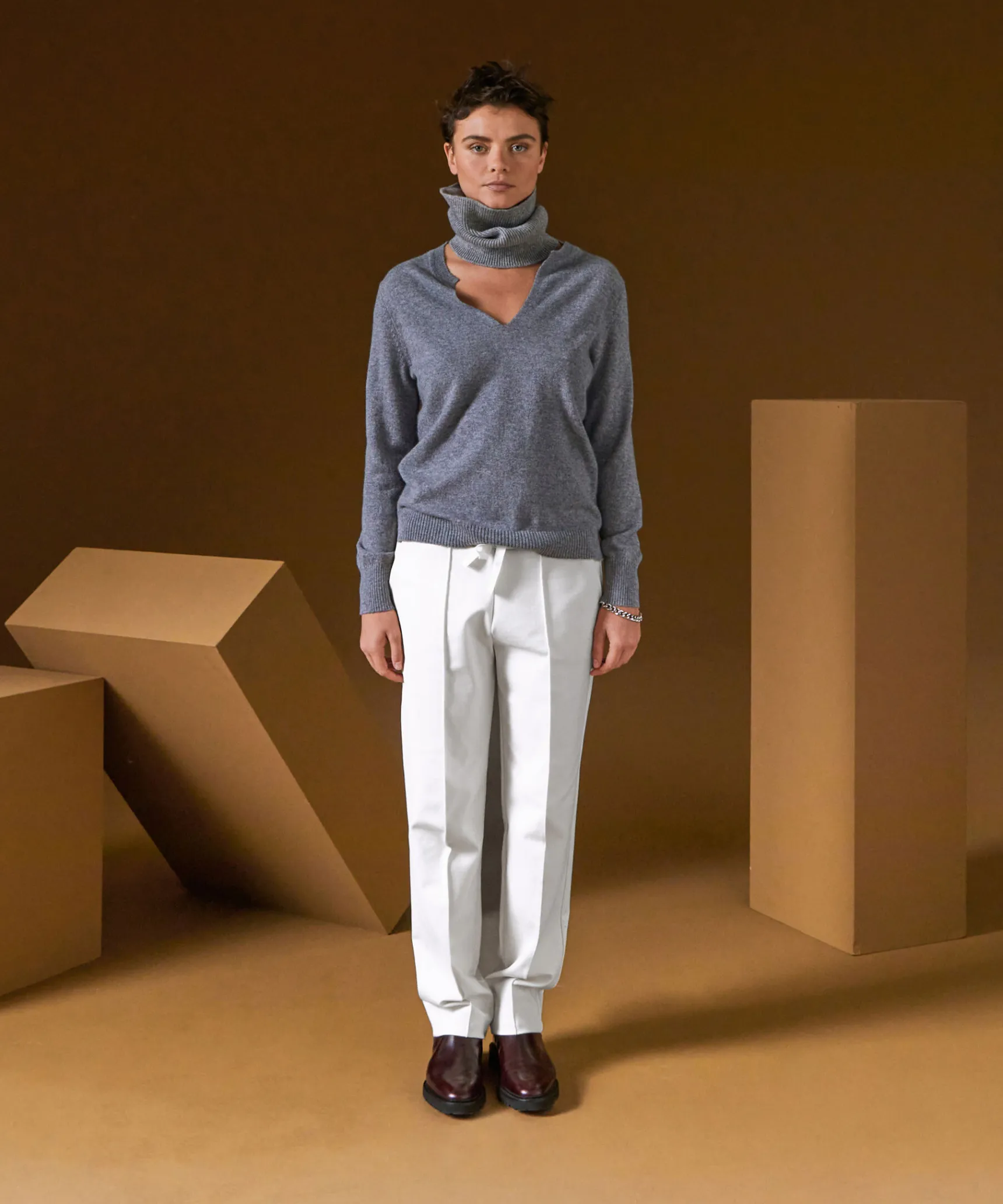 Online Rodier Col en cachemire gris clair