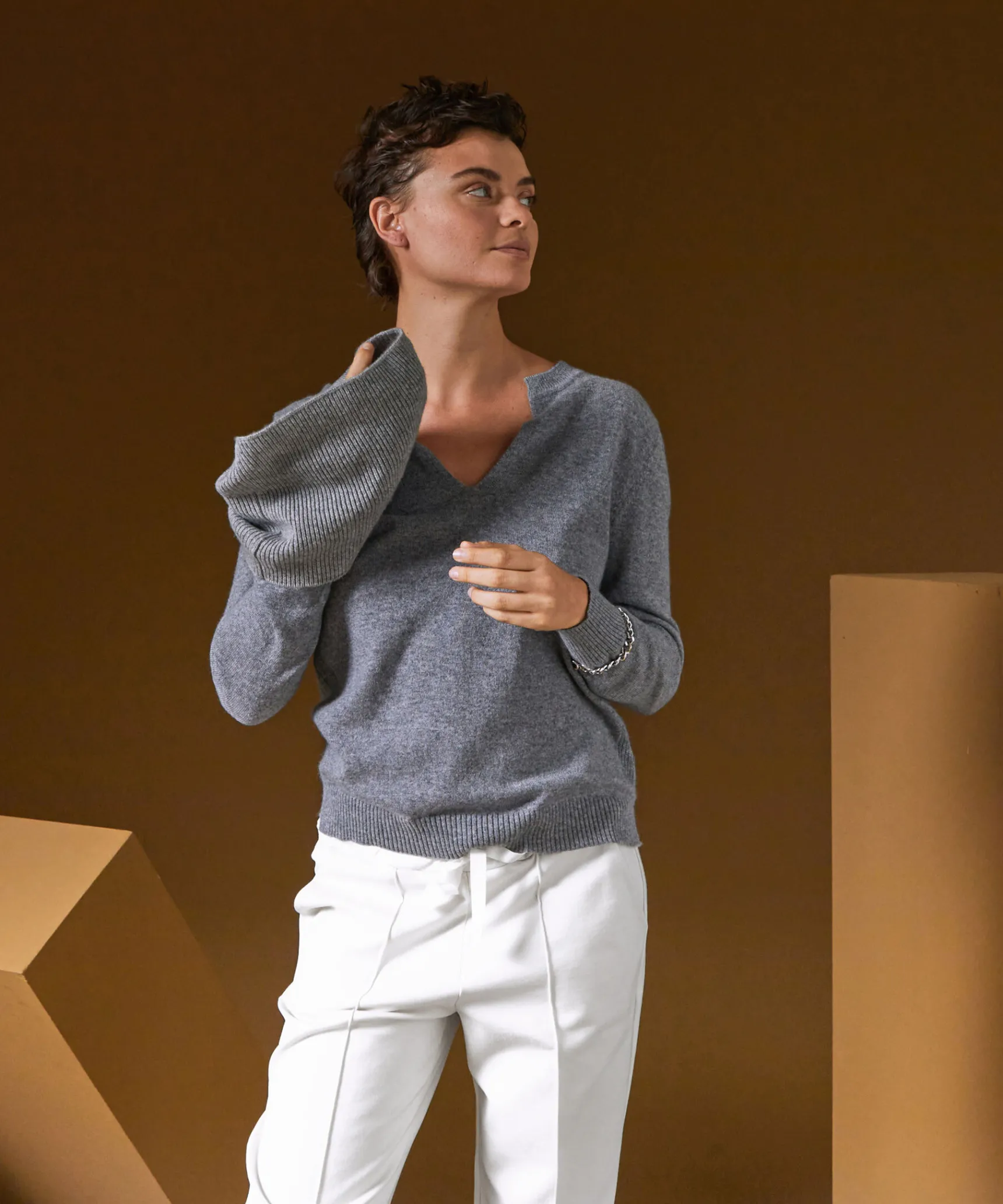 Online Rodier Col en cachemire gris clair